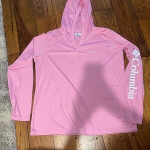 Columbia Pink Hooded Logo Long Sleeve Women’s Top Size XL